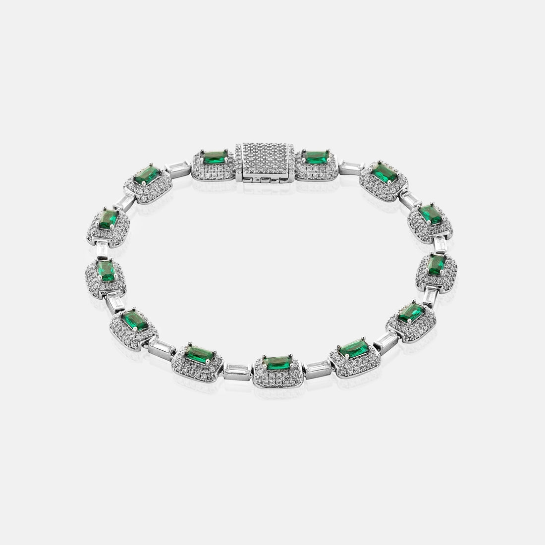 ICED GREEN GEMSTONE BRACELET-7MM